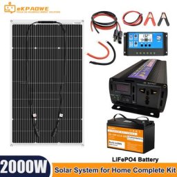 Kit complet de panneaux solaires 2000W 12V avec régulateur système de batterie pour la maison