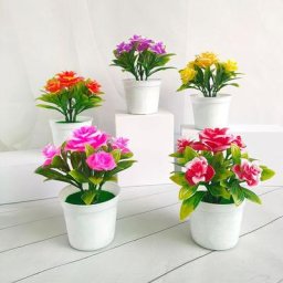 Mini Bonsaï Artificiel en Forme de Rose Fausses Plantes d'Arbre en Pot Ornement de Table de