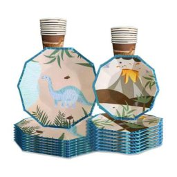 Assiette à Thème de Dinosaure Britware Décor de ixd'Anniversaire pour Garçon 8 Pièces