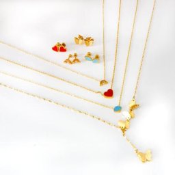 Collier pendentif en forme de cœur et de papillon boucles d'oreilles ensembles de bijoux pour
