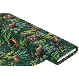 Tissu de décoration ""jungle/léopards"", vert multicolore