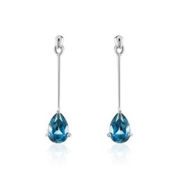 Boucles D'oreilles Pendantes Lemmy Or Blanc Topaze Bleu London