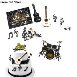 Décoration de gâteau de dessin animé joyeux anniversaire note de musique papier de sensation de