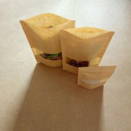 Sac en papier kraft à fermeture éclair avec fenêtre emballage debout cadeaux nourriture bonbons