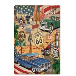 Plaque D.lique Rétro avec Indicateur de Route Peinture en Fer Vintage 18 Signes Tableau d'Art