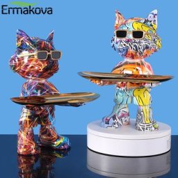 ERMAKOVA-Statue de bouledogue graffiti pour la décoration de la maison sculpture animale