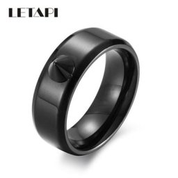 LETAPI-Bague d'autodéfense en acier inoxydable pour hommes et femmes bijoux de mariage hip hop