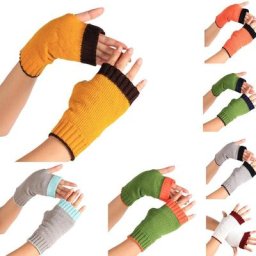 Mitaine tricotée pour écran tactile couleur assortie mi-doigt pour adolescents Q39C hiver