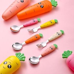 Cuillère à Carotte et à Riz en Acier Inoxydable pour Bébé Ustensile d'Alimentation pour Enfant