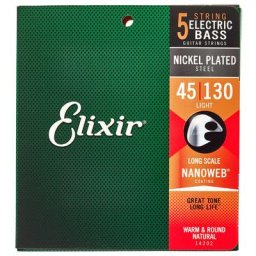 Elixir 14202 Nanoweb Saiten für 5-Saiter E-Bass Light
