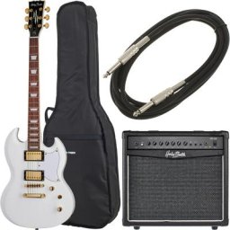 Harley Benton DC-Custom White Bundle