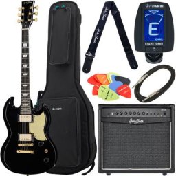 Harley Benton DC-LTD Gotoh Black Bundle