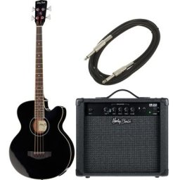 Harley Benton B-30BK Acoustic Bass Bundle