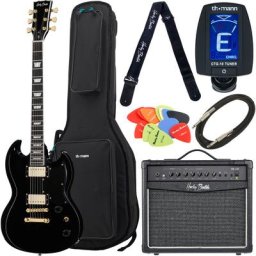 Harley Benton DC-DLX Gotoh Black Bundle