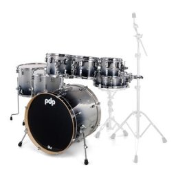 DW PDP CM7 Rock Silver to Black