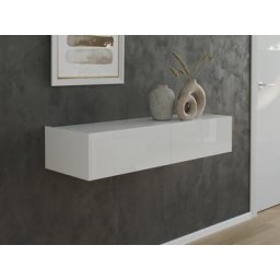 Console Slimline Urban à suspdre à 2 tiroirs push to op Blanc brillant