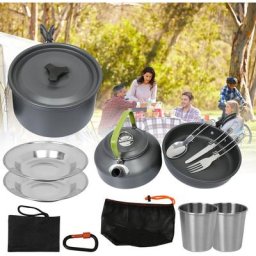 Swanew - 13-PCS Kit de Casseroles Camping, 2-3 Personnes et Poêles Ultra-léger pour Camping