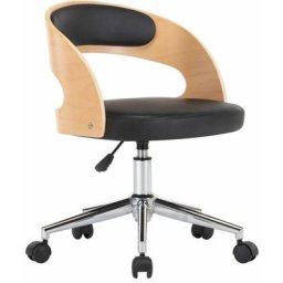 Chaise pivotante de bureau Noir Bois courbé et similicuir Vidaxl noir et marron clair