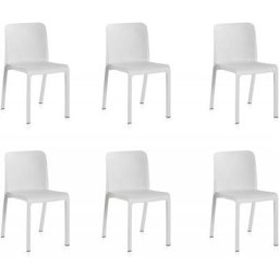 Lot de 6 chaises de table-salle à manger - cuisine - interieur/exterieur en résine coloris blanc