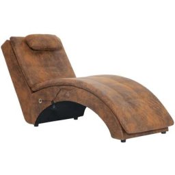 Chaise longue de massage avec oreiller Marron Similicuir daim vidaXL - Marron