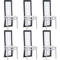 Golden Lot de 6 Chaises de Salle à Manger Cuir Artificiel - Blanc Noir