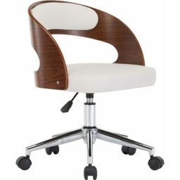 Chaise pivotante de bureau Blanc Bois courbé et similicuir Vidaxl Blanc