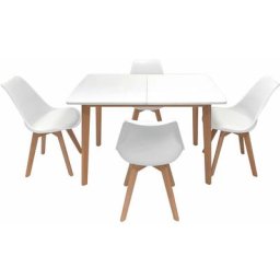 Ensemble table extensible 120/160cm helga et 4 chaises nora blanc - white