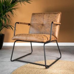 Hailey Fauteuil Industriel Marron Eco Cuir - Marron