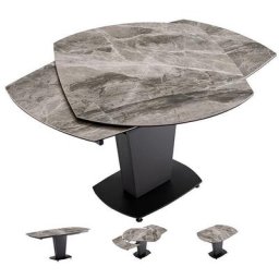 Table à manger extensible plateau en marbre gris Kinka 150 à 180 cm