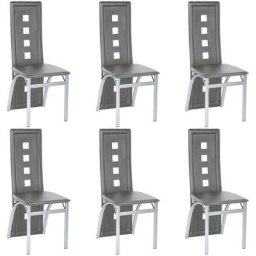 Golden Lot de 6 Chaises de Salle à Manger Cuir Artificiel - Gris