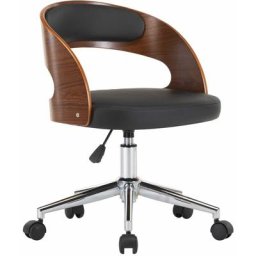 Chaise pivotante de bureau Noir Bois courbé et similicuir Vidaxl noir et marron foncé