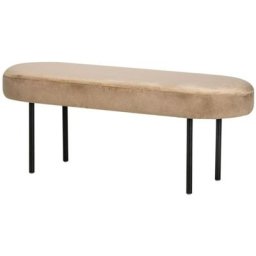 Banc Design Scandinave Pieds Metal Velours - Beige