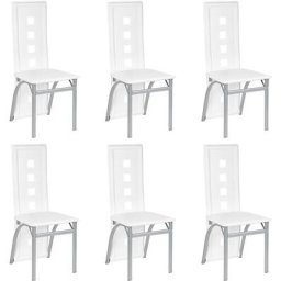 Golden Lot de 6 Chaises de Salle à Manger Cuir Artificiel - Blanc