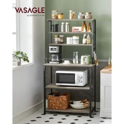 Tagère de Cuisine, Étagère pour Machine à Café, 6 Étagères et 6 Crochets, pour Four à Micro-Ondes,