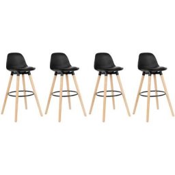 Skecten - Lot de 4 tabourets de bar modernes avec pieds en bois pour îlot de cuisine, café, bar,