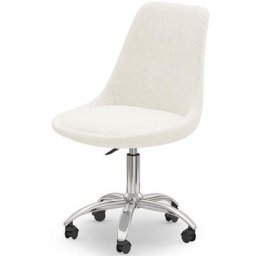 Chaise de bureau à roulettes en bouclette fausse fourrure Tapissée - Boucles Blanches - Tulip Blanc