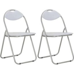 True Deal - Chaises pliantes de salle à manger 2 pcs Blanc Similicuir
