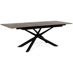 Table extensible 6 à 10 places céramique marron et acier noir Seray 160/220 cm