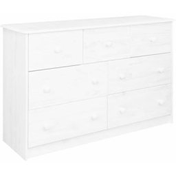 Buffet 7 tiroirs Blanc 113x35x73 cm Bois de pin massif Vidaxl White