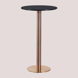 Table Haute de Bar Ronde en Marbre (Ø60 cm) Cosmopolitan Sklum Or Rose - Or Rose Noir