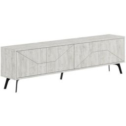 Meuble tv Santos 180cm Bois Blanc vieilli - Blanc