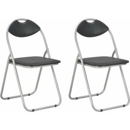Vidaxl - Chaises pliantes de salle à manger 2 pcs Noir Similicuir Noir