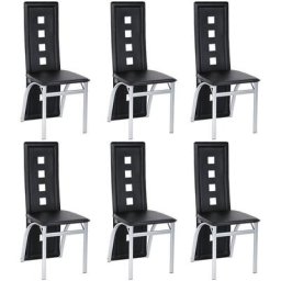 Golden Lot de 6 Chaises de Salle à Manger Cuir Artificiel - Noir