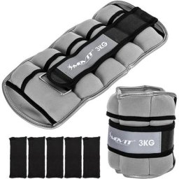 Movit - set de 2 manchettes de poids en néoprène avec réflecteurs, poids réglables, 2x 3,0 kg,