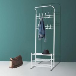 Aqrau - porte-manteaux,Portant vêtement, vestiaire d'entrée style contemporain multi-rangements 67L