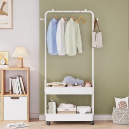 Meuble d'entrée de Rangement avec 2 Paniers Porte-Manteau Vestiaire Avec 2 Crochets Portant à