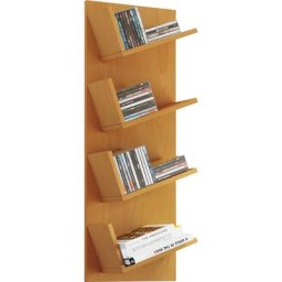 Lansi Étagère murale avec 4 tablettes inclinées, imitation hêtre. - Naturelle