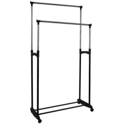 Portant à Vêtements, Porte-manteaux Roues Armoire, 2 Barres, Rangement chaussures, Barres