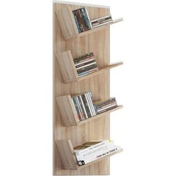 Lansi Étagère murale avec 4 tablettes inclinées, imitation chêne Sonoma. - Naturelle