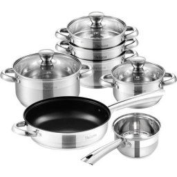 Batterie de Cuisine, Set de Casseroles et Poêles en Acier inox, Série Arthus, Ensemble de 10 Pcs,
